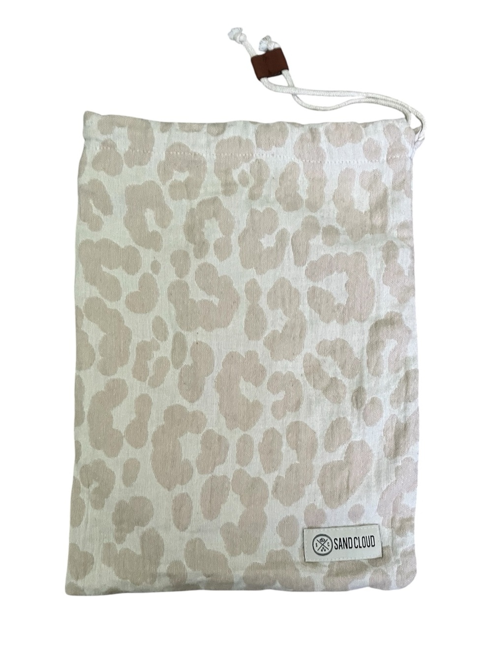 Sand Cloud Mystery Pouch Drawstring Towel Carry Bag Cheetah Leopard Tan